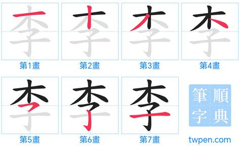 李 筆畫|李的筆順 國字「李」筆畫